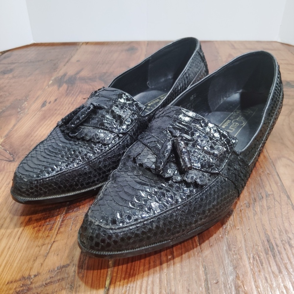 Vintage Angelo Cellini Genuine Snake Skin Loafers Dress Shoes size 10D